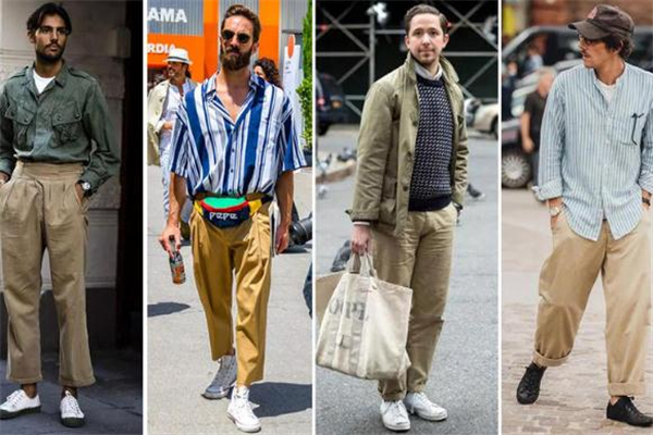 卡其色裤子配什么颜色上衣,卡其色裤子图片