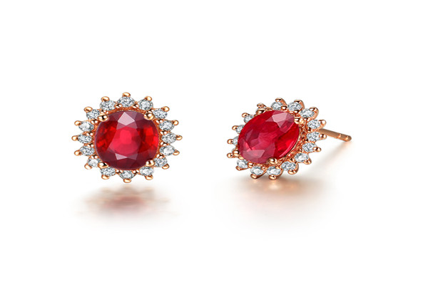 红宝石耳钉款式图片大全,红宝石耳环款式