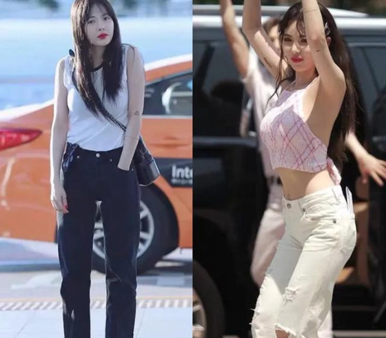 泫雅同款牛仔裤,泫雅裤子搭配什么上衣