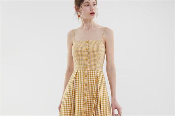 黄白格连衣裙配什么,黄白格连衣裙