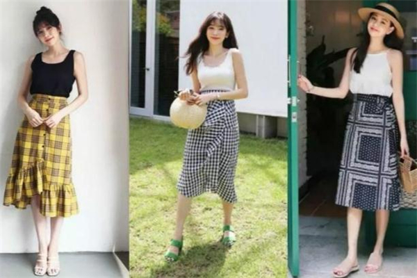 格子半身包臀裙搭配,格子背心裙怎么搭配