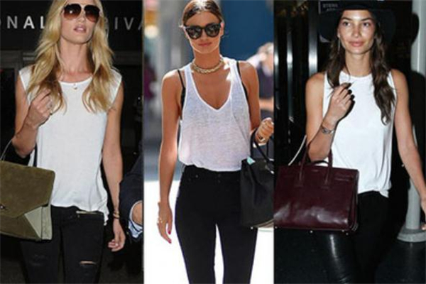 黑色外套配白色裤子,牛仔裤黑色背心搭配