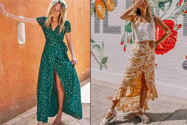 侧面开衩的裙子,半身裙开叉在前在后