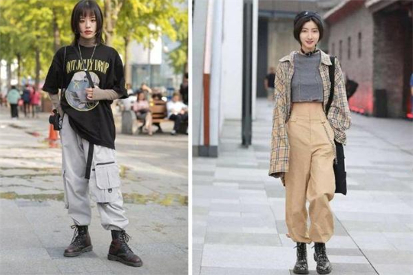 帅气工装裤女,帅气工装裤半身照