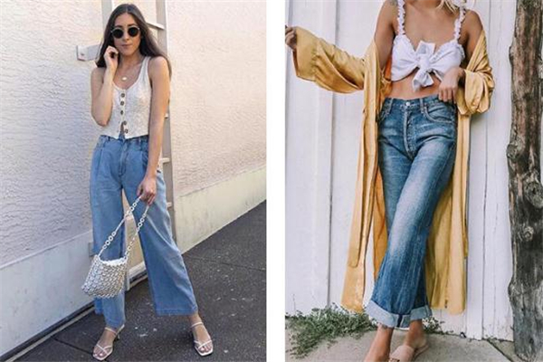 牛仔蓝阔腿裤配什么颜色上衣,牛仔蓝阔腿裤配什么上衣