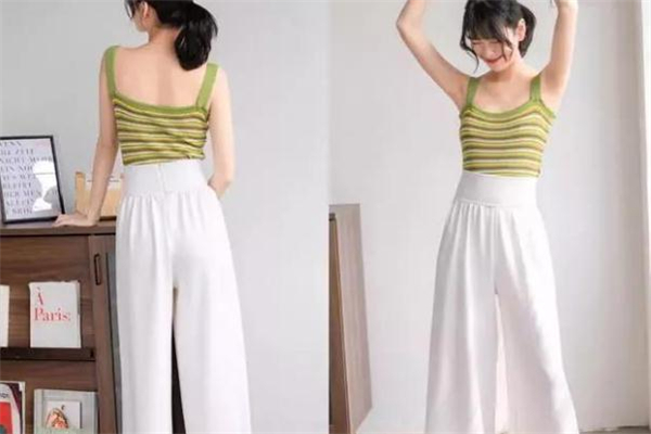 白色阔腿裤搭配上衣图片,白色阔腿裤穿什么样的鞋?