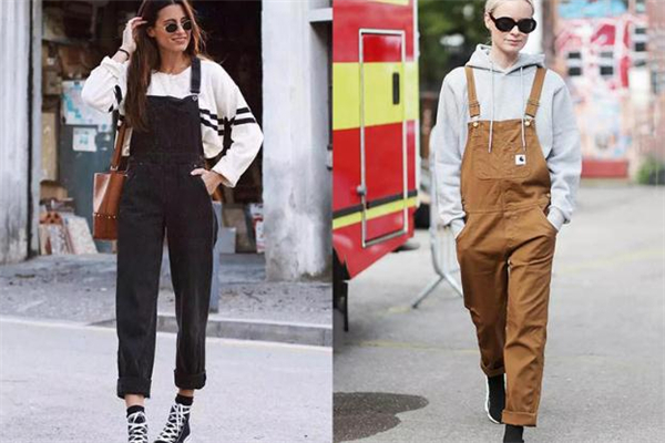 背带裤搭配卫衣图片,背带裤搭配卫衣