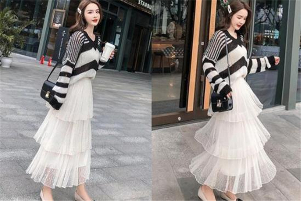 白色纱裙搭配秋冬,白色针织裙配什么上衣