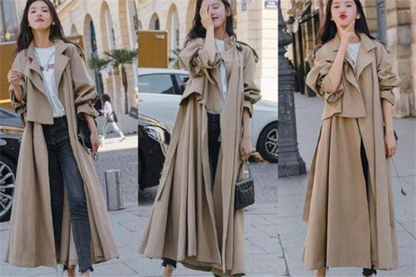 卡其色的风衣,卡其色中长款女风衣