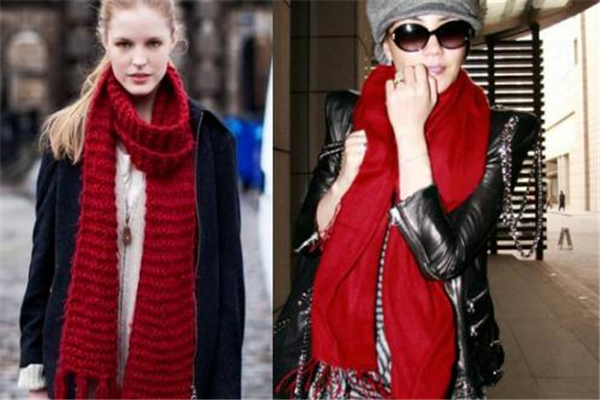 复古红围巾搭什么颜色的大衣,复古红围巾