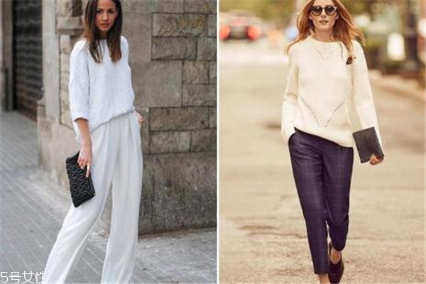 白裤子配什么毛衣,白毛呢裤配什么上衣