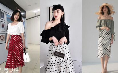 波点半身裙搭配什么上衣,时尚半身裙