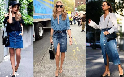 a字牛仔裙配什么上衣好看,a字牛仔裙搭配全身图