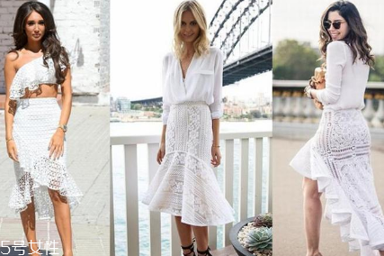 蕾丝鱼尾裙配什么上衣好看,蕾丝鱼尾裙的搭配图片