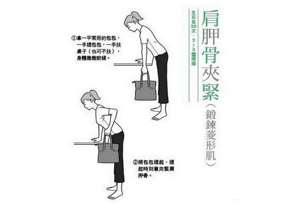 收紧肩胛骨的动作,放松肩胛骨的动作