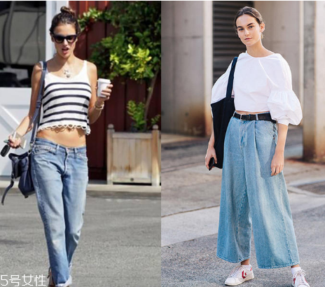 阔腿牛仔裤搭配什么上衣好看图片,阔腿牛仔裤女