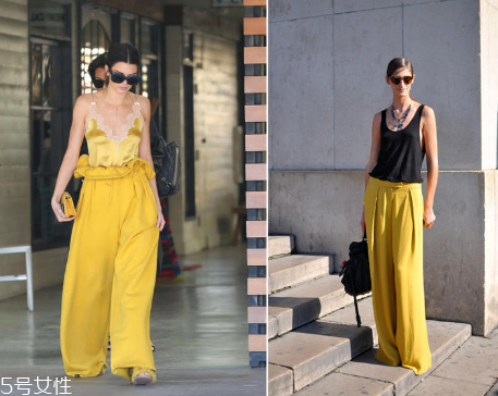黄色阔腿裤搭配什么颜色上衣,黄色阔腿裤配什么上衣