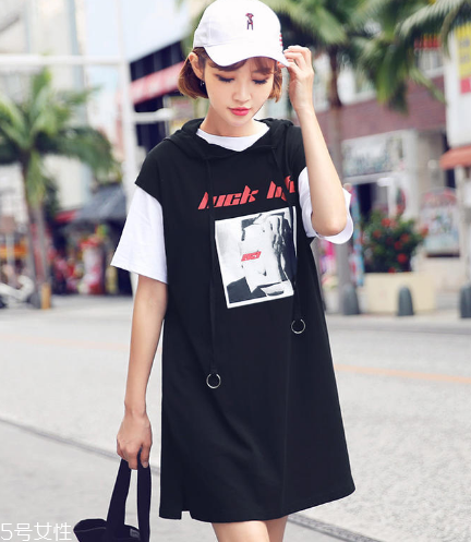 连帽拼接连衣裙装卫衣诗倪,拼接连衣裙款式图