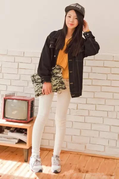 打底牛仔裤搭配图片,牛仔裤牛仔外套