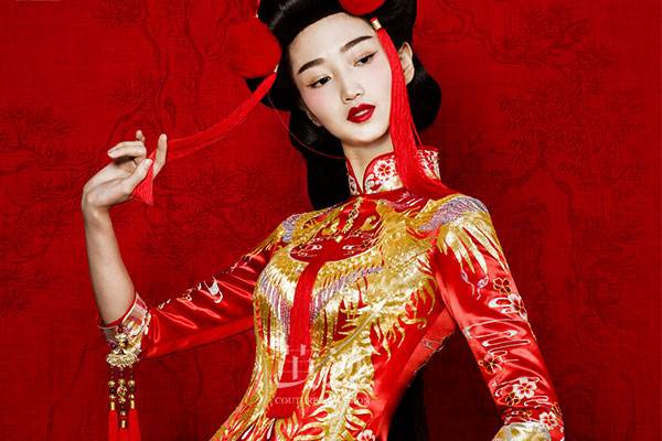 新娘装红色结婚礼服旗袍,结婚旗袍礼服