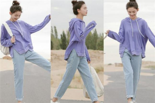 紫色卫衣配牛仔裤,紫色卫衣配牛仔裤好看吗