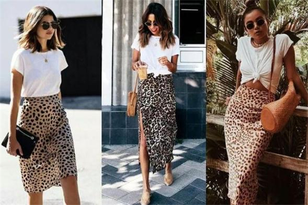 白色上衣配豹纹裙怎么样,豹纹t恤搭配图片