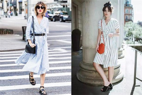 时尚条纹连衣裙,条纹连衣裙款式图