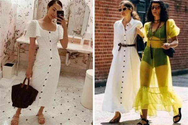 白色纽扣图片,前面带扣子的半身裙