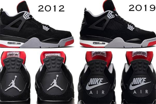 aj4白红复刻,aj4黑红真假对比2019