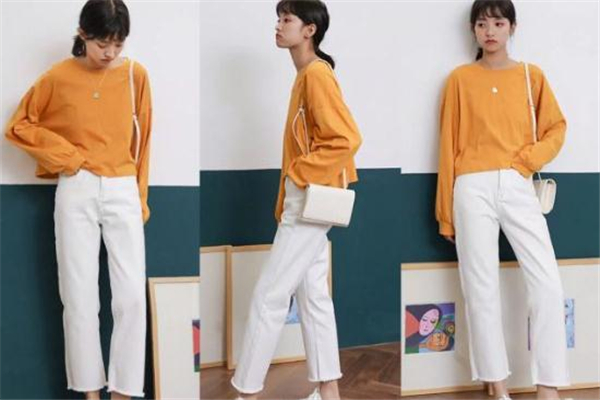 纯白色卫衣搭配什么裤子,白色直筒裤配什么颜色上衣