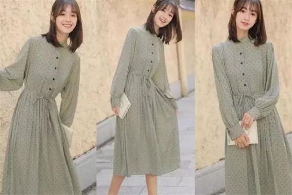 复古雪纺连衣裙,雪纺裙女装