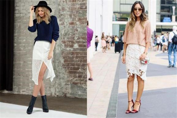 毛衣搭配蕾丝裙子,毛衣搭配蕾丝裙