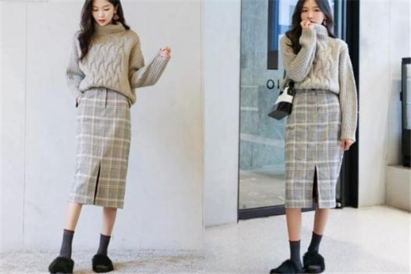 开叉格子半身裙怎么搭配,开叉格子半身裙怎么穿