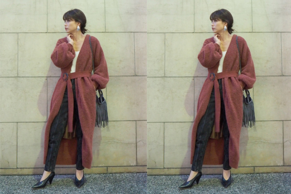 冬天酒红色大衣搭配图片,冬季酒红色裙子搭配