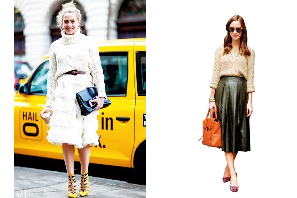 短毛线裙子搭配什么上衣,粗线毛衣怎么搭配