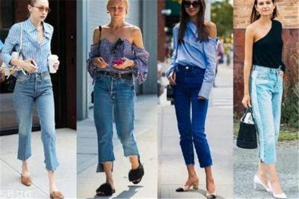 九分牛仔裤配什么鞋子好看,牛仔阔腿裤子