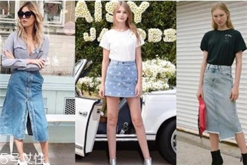 牛仔裙搭配什么上衣好看图片,牛仔裙款式图