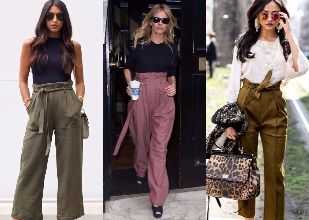 纸袋裤搭配图片,纸袋裤配什么上衣