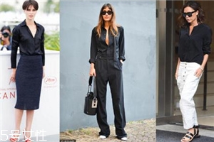 黑色丝质衬衫配什么裤子,黑色丝质衬衫搭配