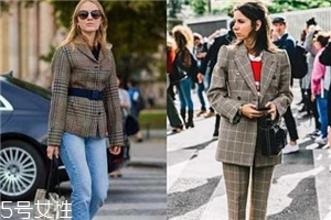格子女西装,格纹小西装搭配