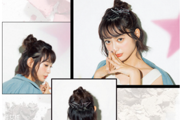 短发半丸子头扎法教程,短卷发半丸子头怎么扎图解